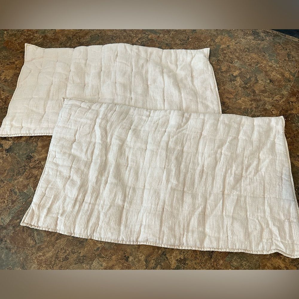Set of 2 Pottery Barn King Linen Cotton Gauze Pillow Case Shams